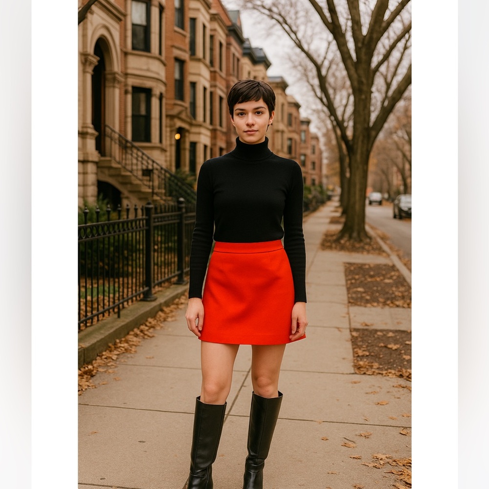 Classic Red A-Line Mini Skirt - Women's